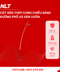 Cột đèn thép cong chiếu sáng đường phố và sân vườn