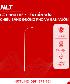 Cột đèn thép liền cần đơn chiếu sáng đường phố và sân vườn
