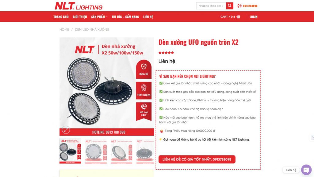 Đèn LED xưởng UFO nguồn tròn X2