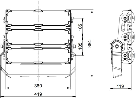 Kích thước đèn pha LED 300W